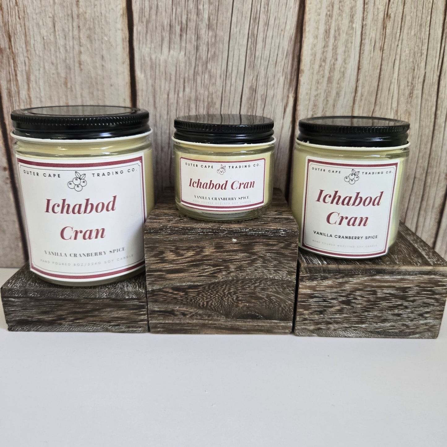 Ichabod Cranberry Soy Candle: Crackling Wooden Wick, Fall Scent