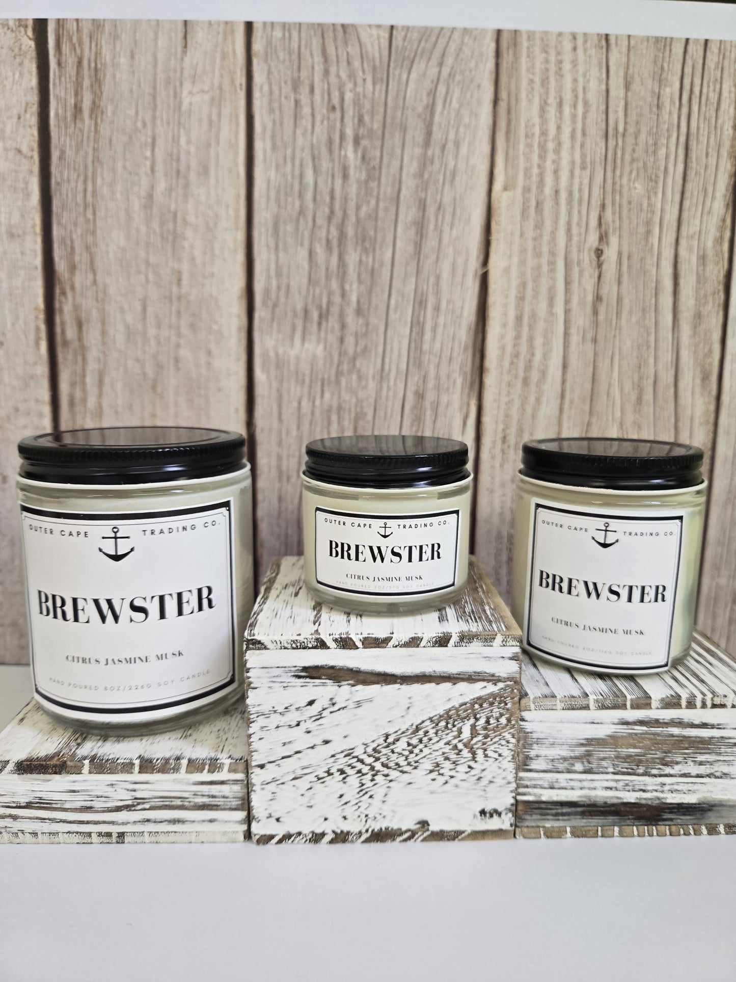 Brewster Cape Cod Soy Candle: Citrus, Jasmine & Musk - Crackling Wooden Wick