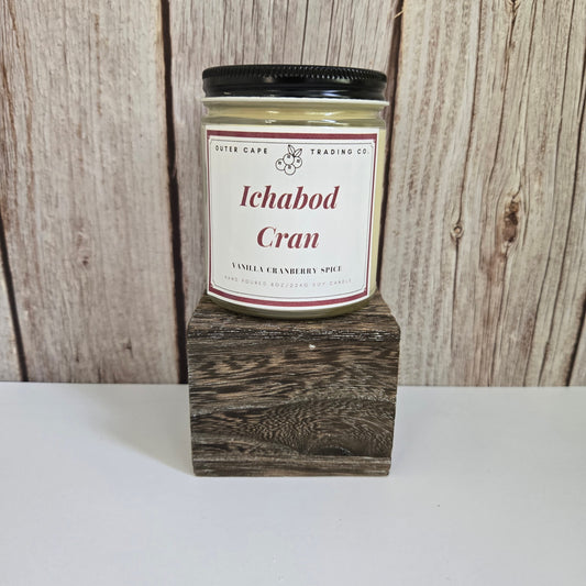 Ichabod Cranberry Soy Candle: Crackling Wooden Wick, Fall Scent