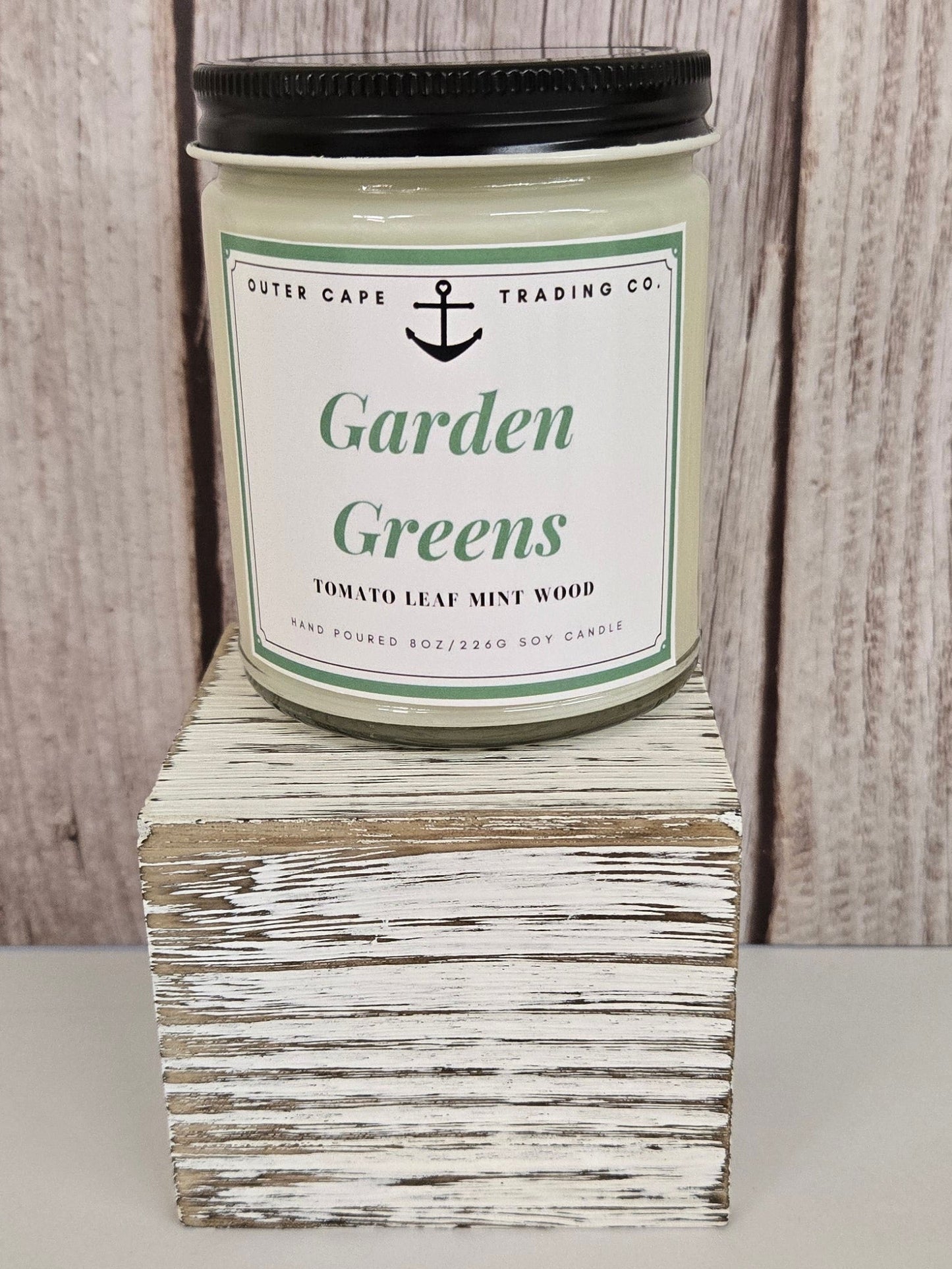 Garden Greens Soy Wax Candle: Tomato Leaf Mint Wood