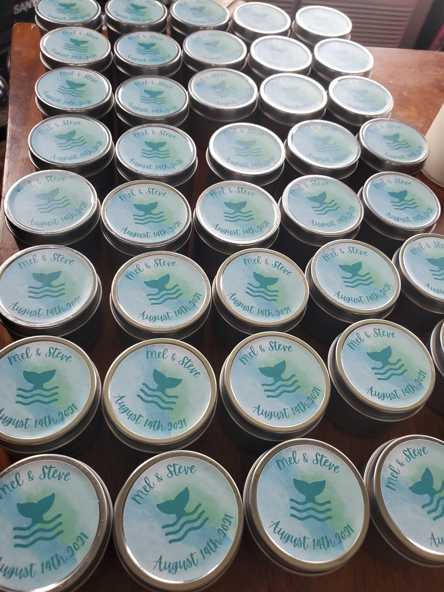 Custom Soy Wax Candle Favors: Wooden Wick, Bridal Shower Gift