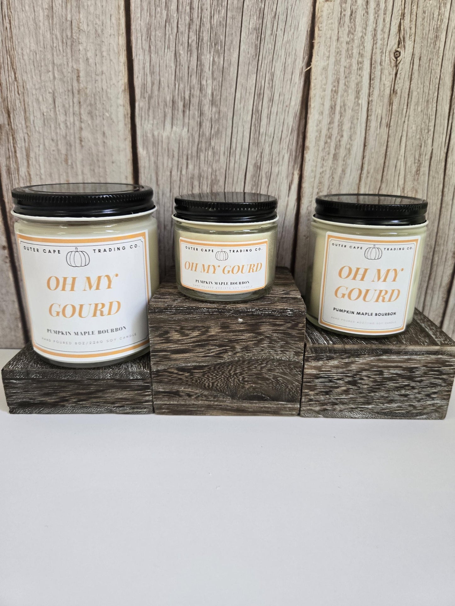 Oh My Gourd Soy Candle: Crackling Wooden Wick, Pumpkin Bourbon Scent