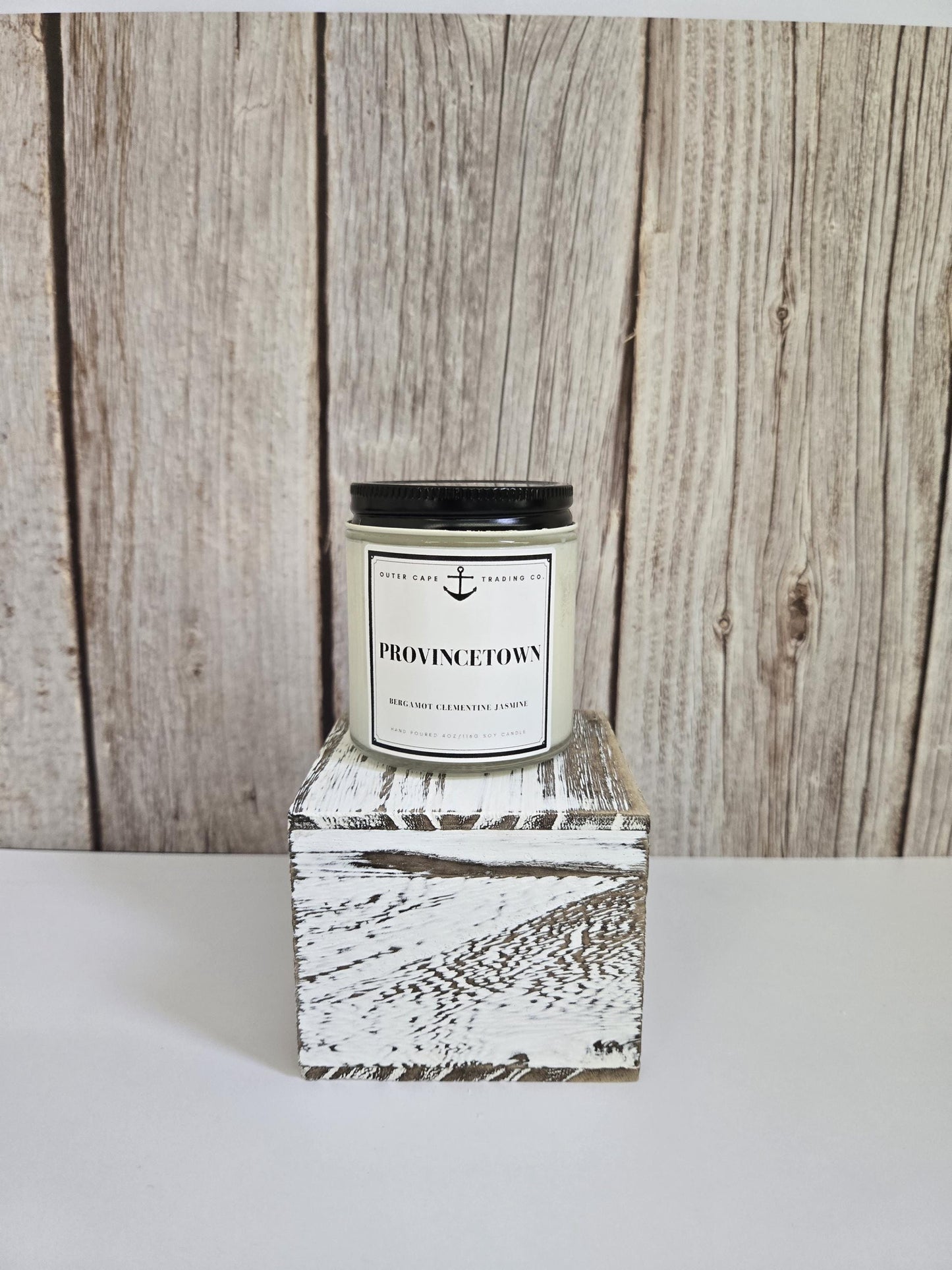 Provincetown Cape Cod Candle: Soy Wax with Wooden Wick, Bergamot & Jasmine