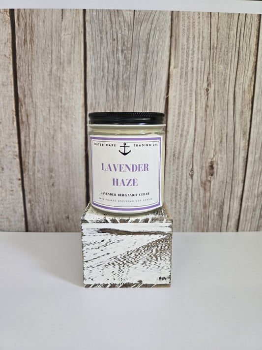 Lavender Haze Soy Wax Candle: Crackling Wooden Wick, Calming Aromas