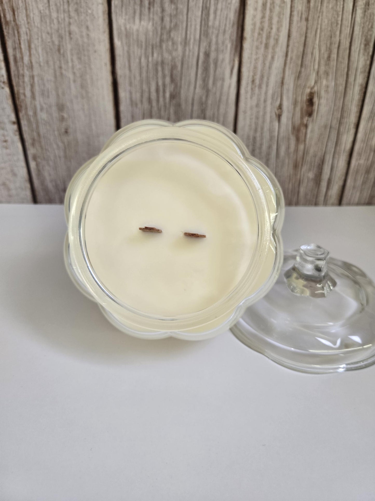 Glass Pumpkin Soy Wax 14oz Candle Reusable Jar in Fall Scents for Autumn Halloween