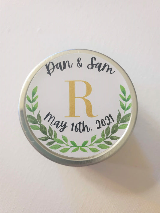 Custom Soy Wax Candle Favors: Wooden Wick, Bridal Shower Gift