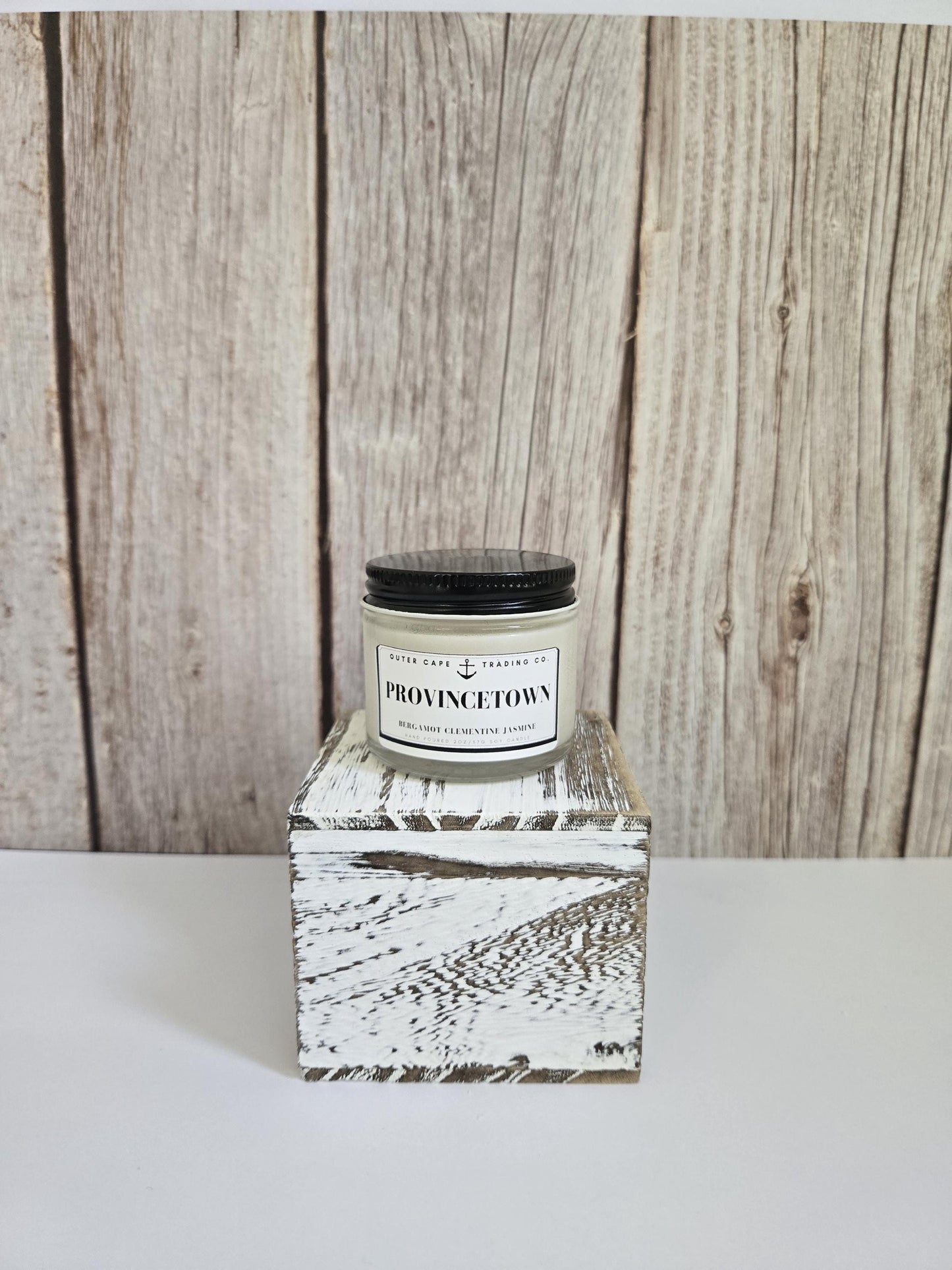 Provincetown Cape Cod Candle: Soy Wax with Wooden Wick, Bergamot & Jasmine