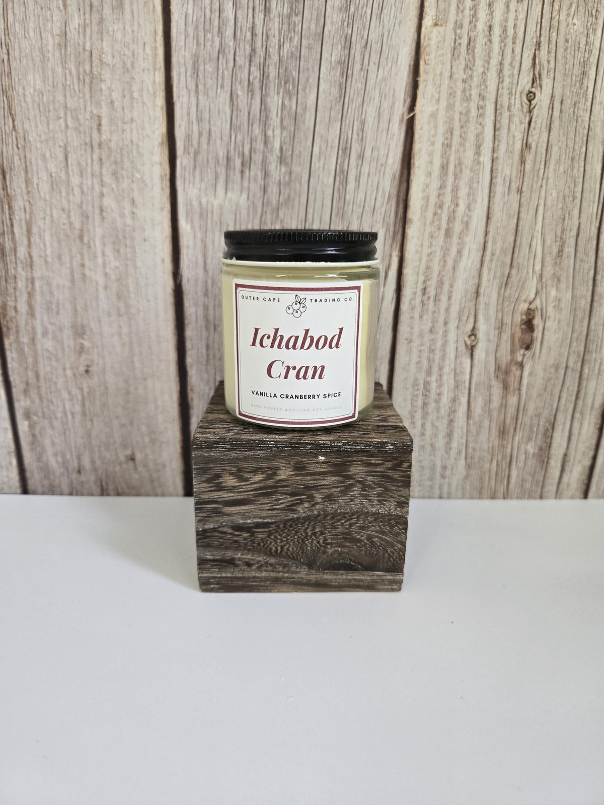 Ichabod Cranberry Soy Candle: Crackling Wooden Wick, Fall Scent