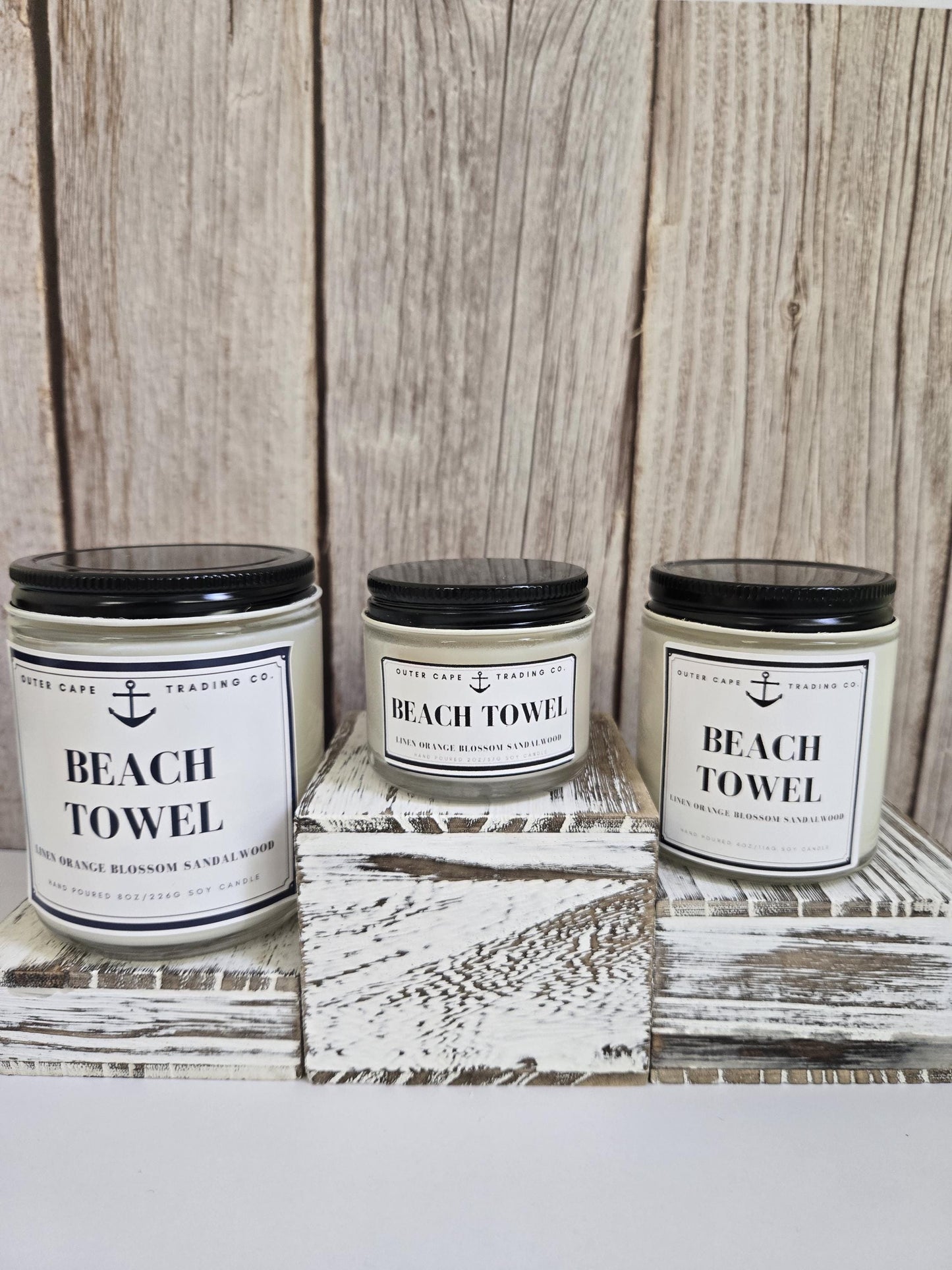 Beach Towel Soy Wax Crackling Wooden Wick Candle Birthday Gift Christmas Gift Holiday Gift Best Friend Gift Mother's Day Father's Day