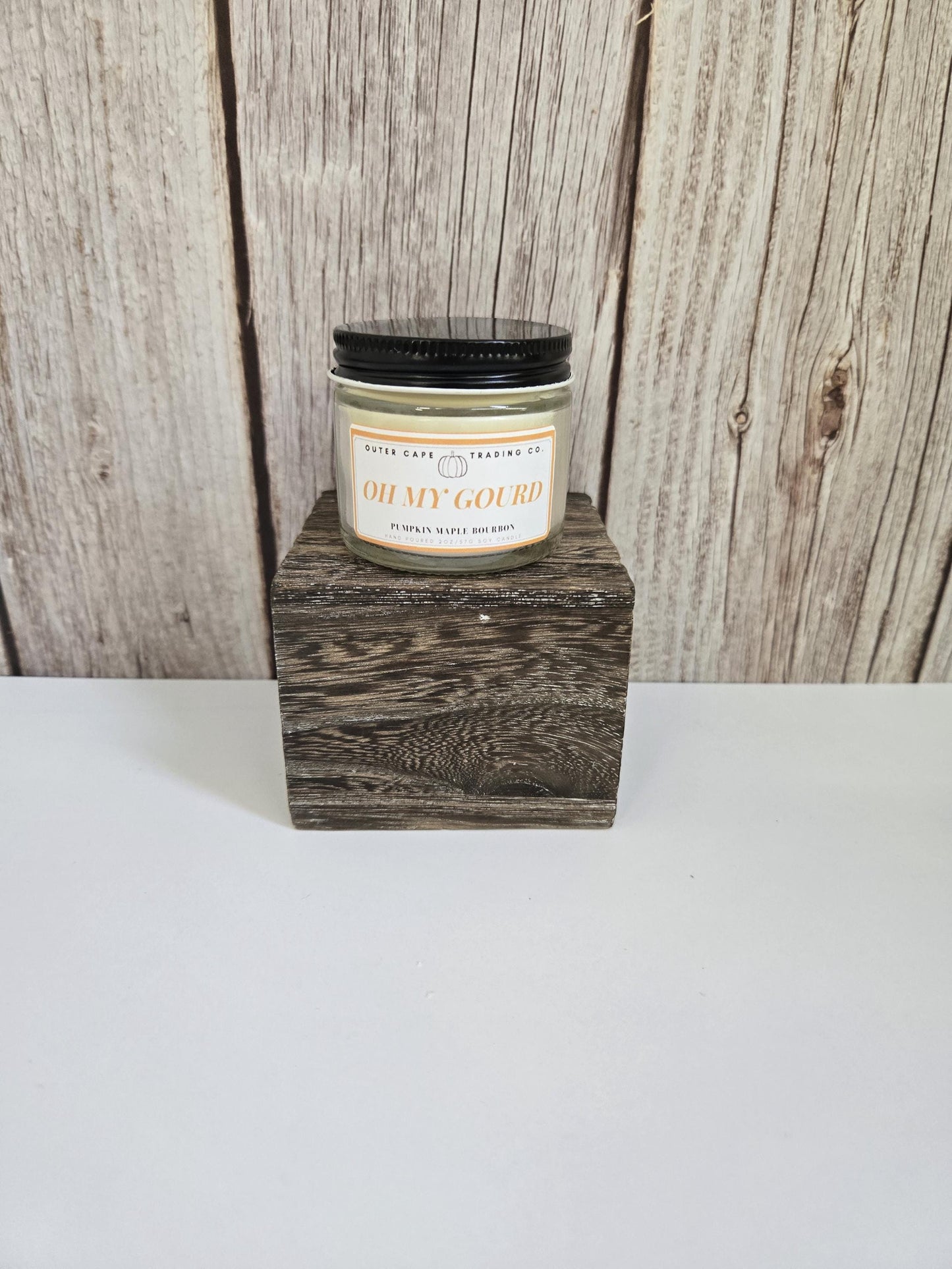Oh My Gourd Soy Candle: Crackling Wooden Wick, Pumpkin Bourbon Scent