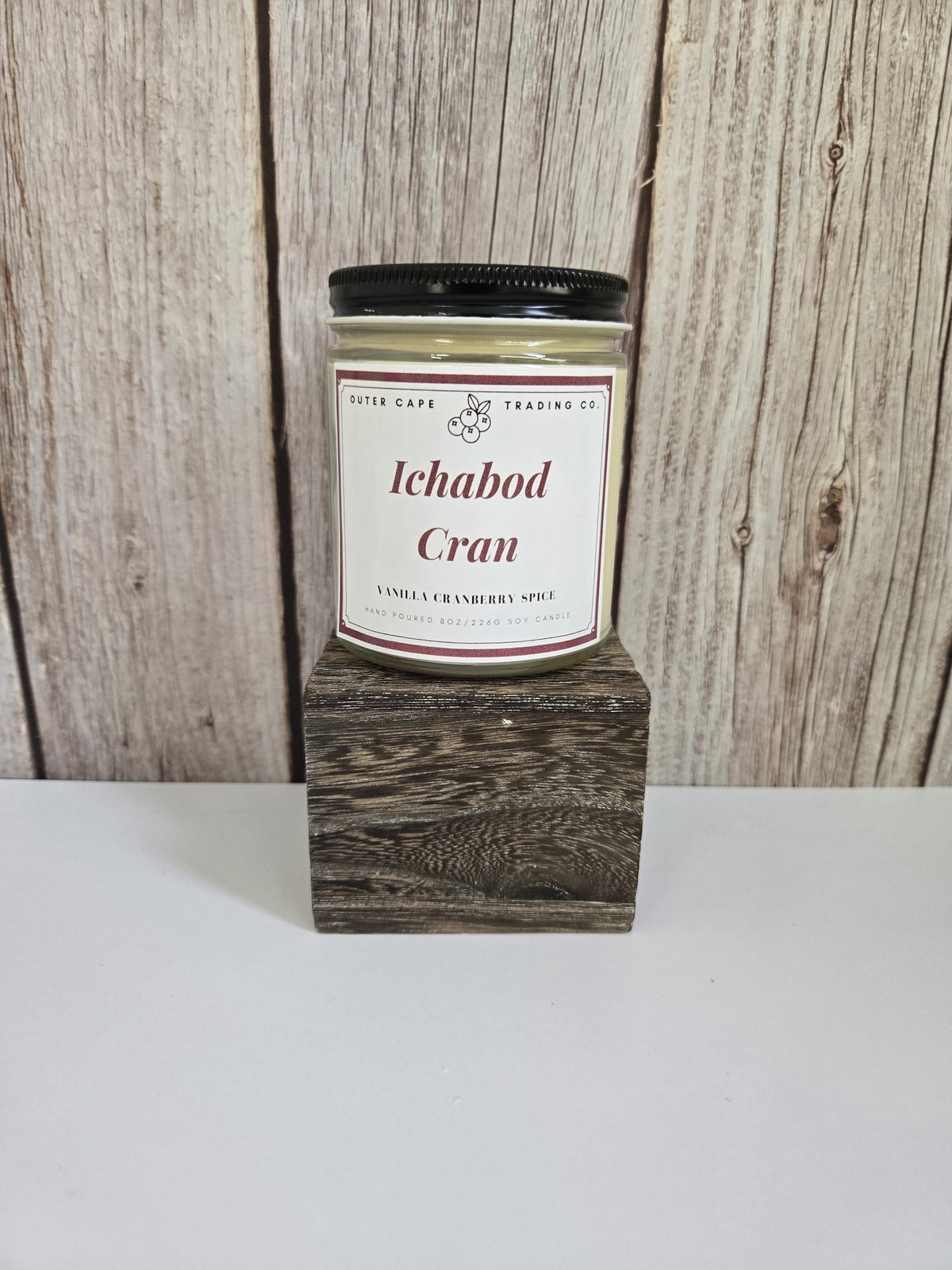 Ichabod Cranberry Soy Candle: Crackling Wooden Wick, Fall Scent
