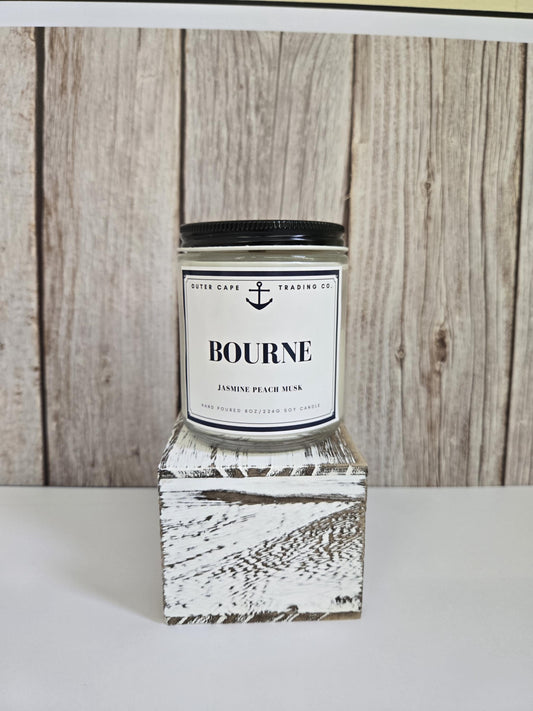 Bourne Cape Cod Soy Candle: Jasmine, Peach & Musk - Wooden Wick