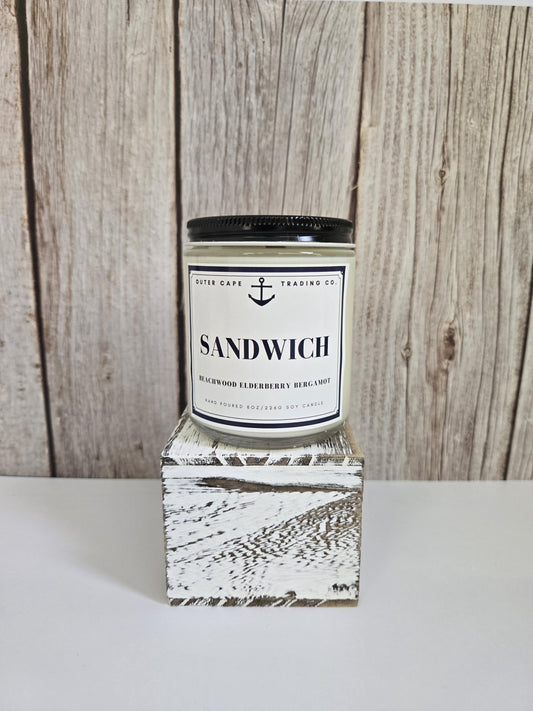 Sandwich Cape Cod Soy Wax Candle: Beachwood, Elderberry & Bergamot Scent