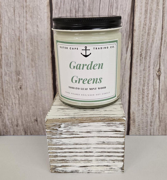 Garden Greens Soy Wax Candle: Tomato Leaf Mint Wood